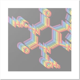 Caffeine Molecule Aesthetic Pastels Gift Posters and Art